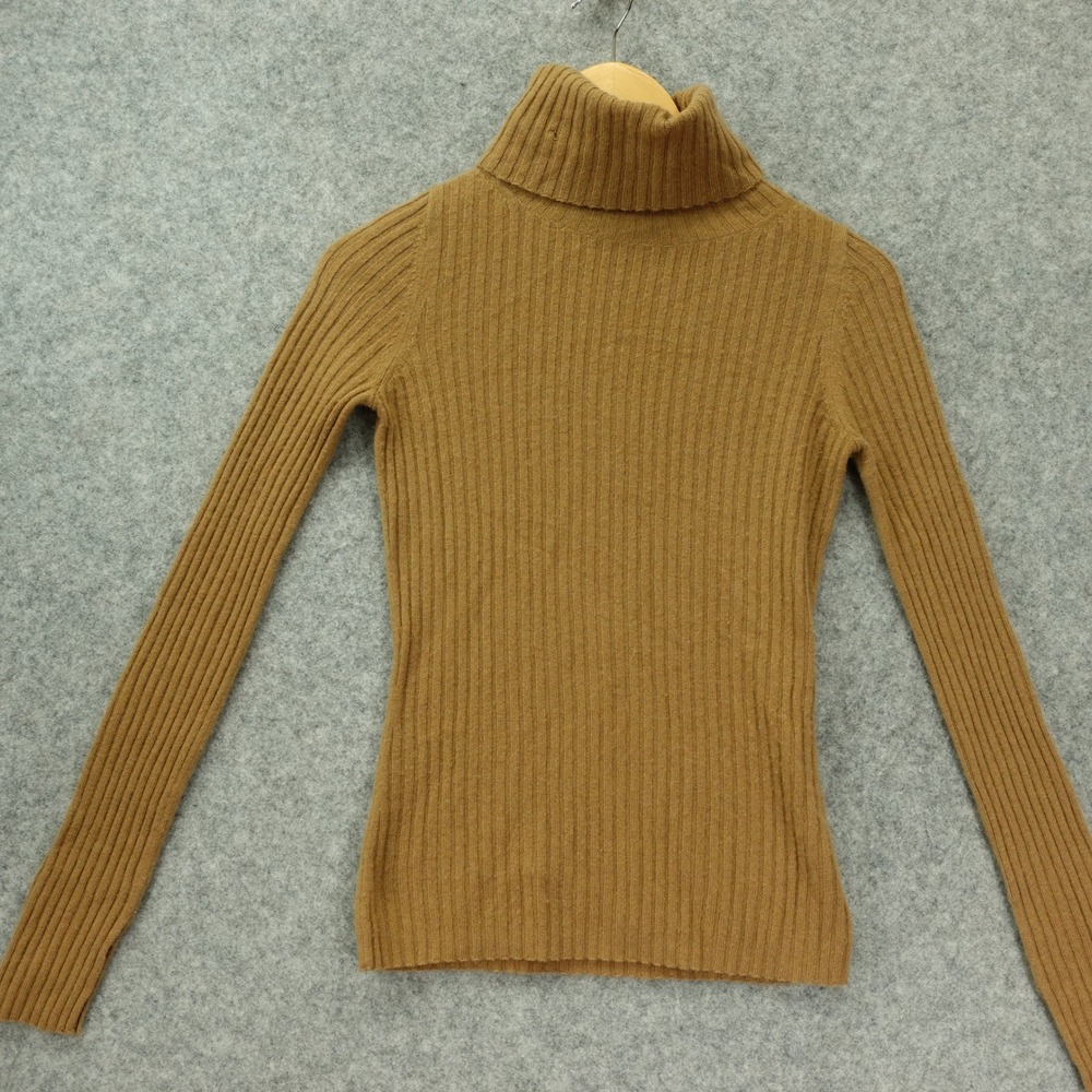 Nili Lotan Cashmere Turtleneck Sweater Womens XS Camel Ribbed Quiet Luxury $795